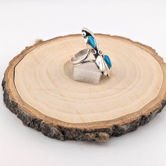 Handmade Navajo Kingman Turquoise Stone Rings Native American Jewelry Sz 6.25US* - Picture 5 of 7